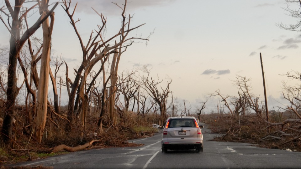 One of the main avenues in Santa Cruz City, Jamaica. Aftermath Huraca Melissa