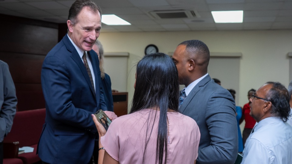 Elder McKay Greet Church Members of the Trinidad Port of Spain stake