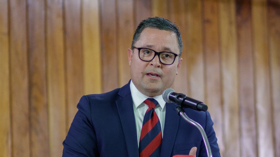 Elder Alvarado addresses Church Members during the devotional at Constant Spring Chapel